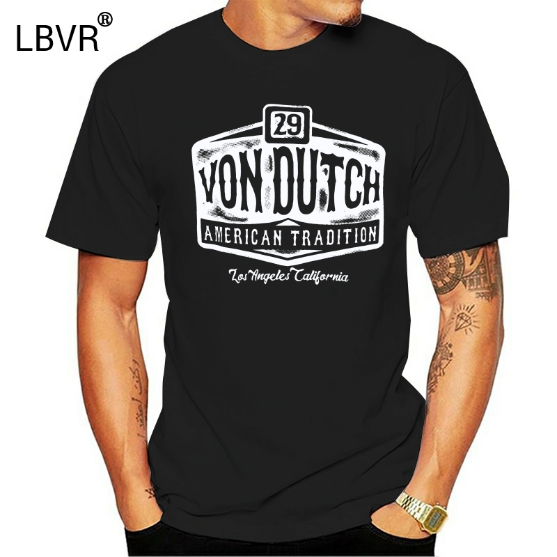 

Von Van Dutch T-Shirt [29 American Tradition] Logo Rockabilly Tattoo Ink, White;black