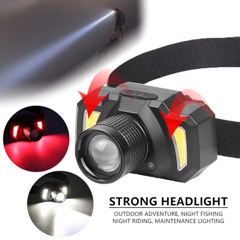 

Sensor XPE +COB LED Headlamp Head Lamp Headlight Waterproof 200lm Cob Led Built in Usb Rechargeable 18650 Battery Working Light