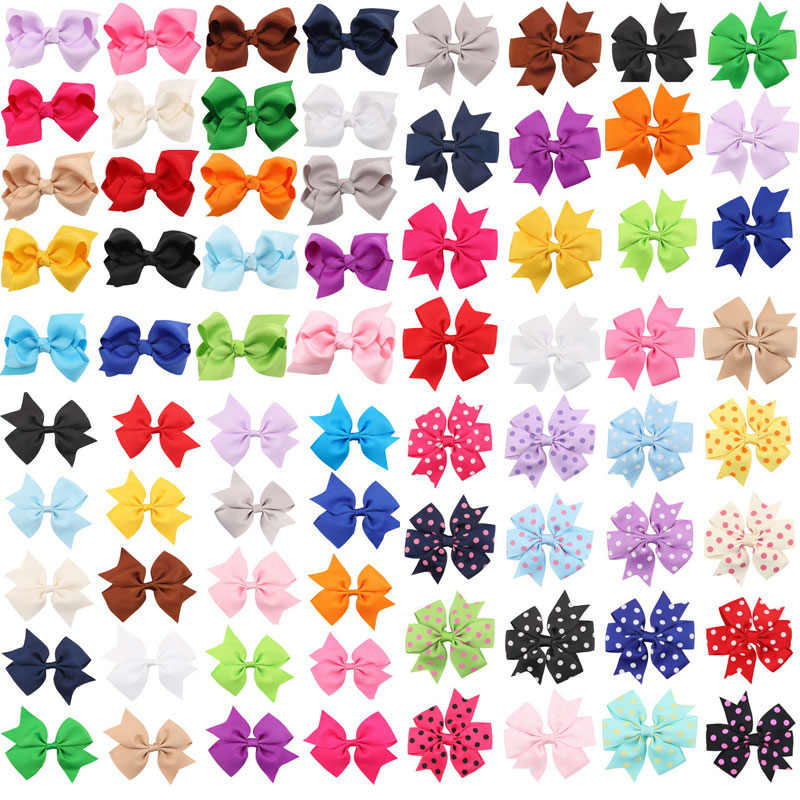 

New Baby Girl Children Dot Solid Color Hair Bow Boutique Clip Bowknot Hairpins Hair Accessories Decoration