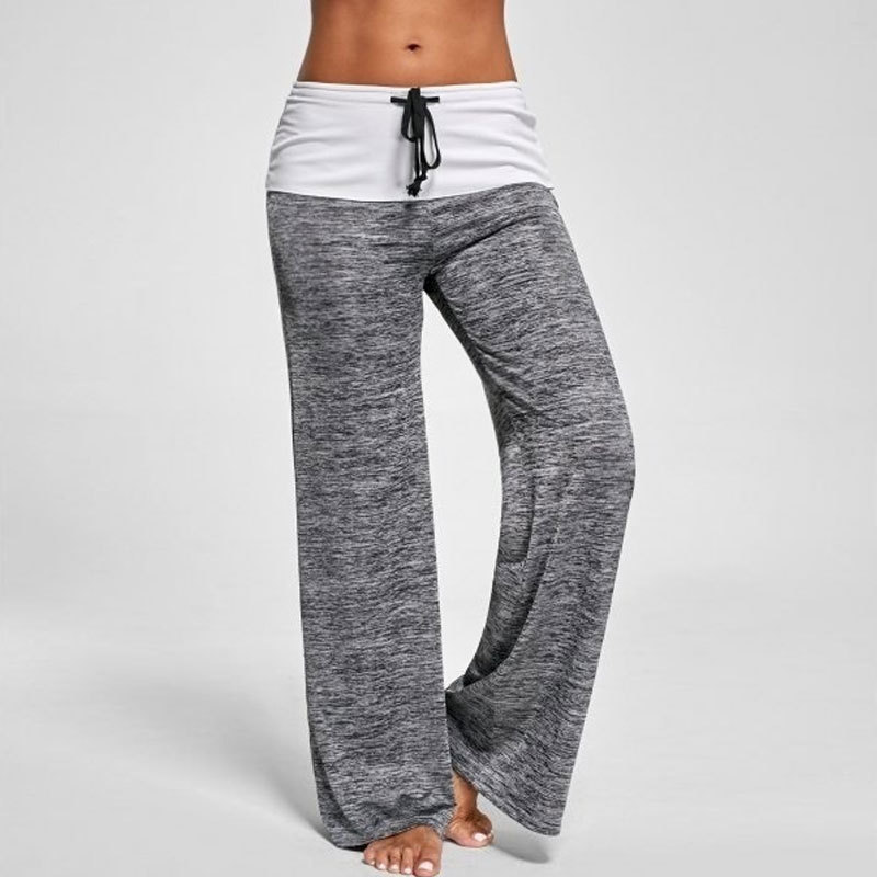 

Women Yoga Pants Loose Long Pants Foldover Drawstring Wide Leg High Waist Yoga Leggings Sport Plus Size Trousers Sweatpants XXXL, Grey