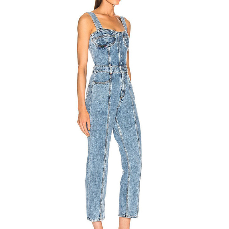 denim spaghetti strap jumpsuit