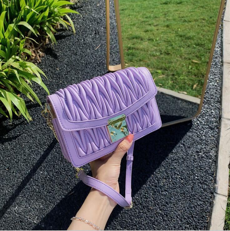 

Factory wholesale women handbag high quality leather shoulder bag small fresh fold women messenger bag sweet striped fashion bag, Black;red