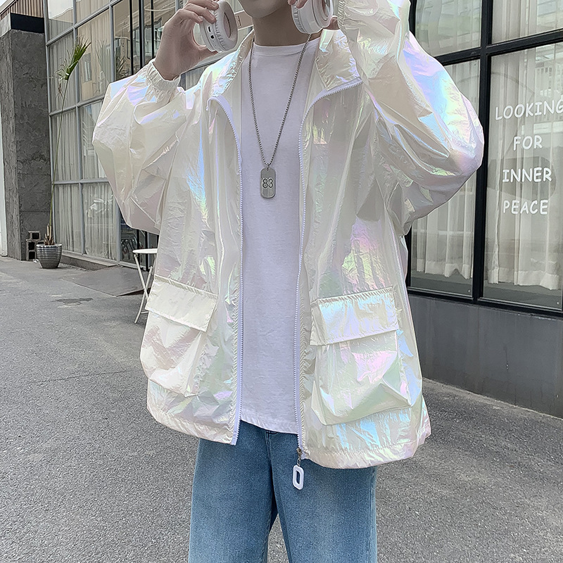 

E-Baihui 2020 Thin Summer Sunscreen Clothing Men's Long-sleeved Windbreaker Breathable Lightweight Jacket Loose Men's Tops 20065, Gray