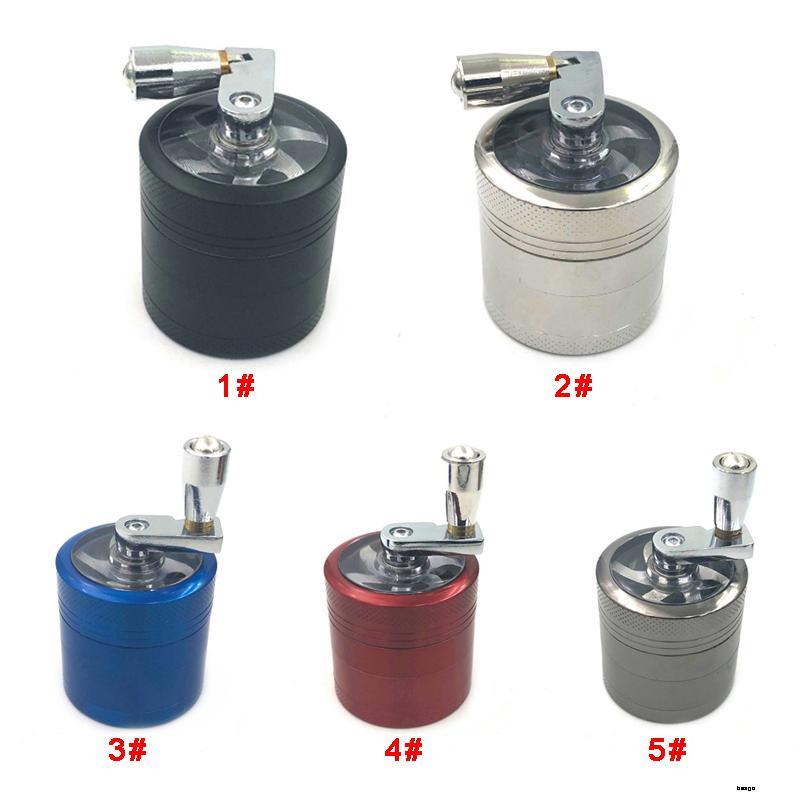 

Hand Crank Tobacco Herb Grinder 4 Layers Zinc Alloy Grinders Herb Cigarette Smoking Spice Crusher With Handle Sharpstone Grinders