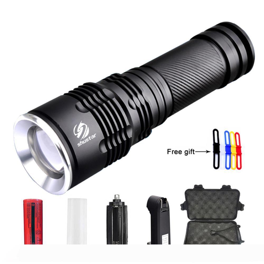 

Ultra Bright T6 L2 LED Flashlight 5 Modes 8000Lumens thick lenses Zoomable LED Torch 26650 Battery + Charger + gift