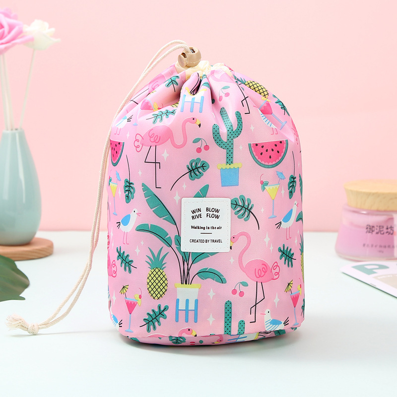 

Women's Cosmetic Bag Color Cylinder Drawstring Waterproof Travel Cosmetic Bag Large Capacity Beauty Makeup Storage Toiletry Kit