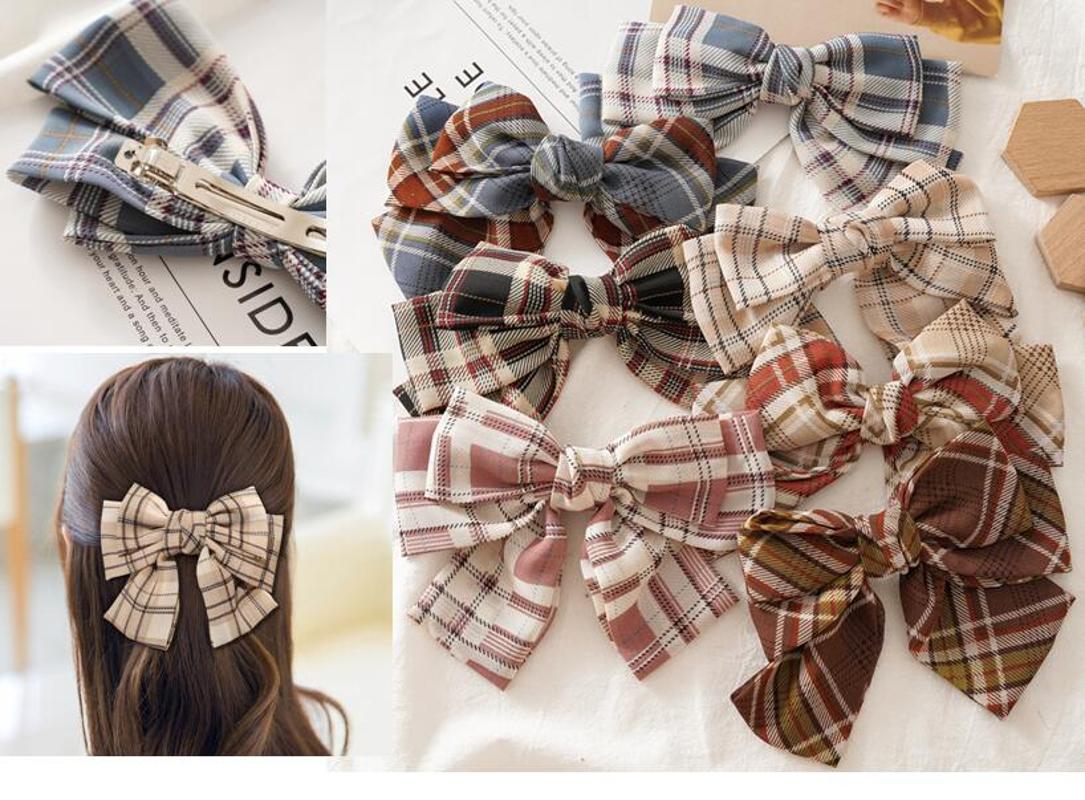

New fashion Three-Layer Lattice Bow Hair Clip Female Korean Wild Hairpins Spring hairpin hair Clip Accessories 12pcs