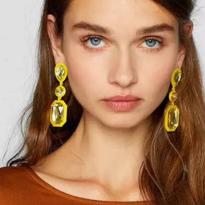 

Exaggerated water drop acrylic diamond earrings women's earrings Bohemia