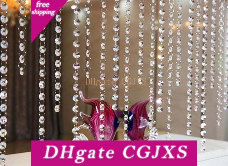 Crystal Gems Bead Garland Strands Hanging Clear 14mm Octagon Diamond String Beaded Chain for Manzanita Tree Centerpiece Decorations for Wedding Party Christmas Valentines Day Chandeliers Lamps