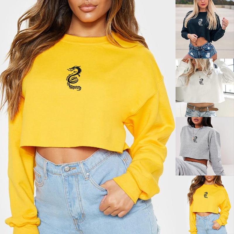 

Basic Hoodies For Women Streetwear Female Spring Autumn Solid Colour Hoodies Casual Sweatshirt New Hip Tops Dragon Print, Beige