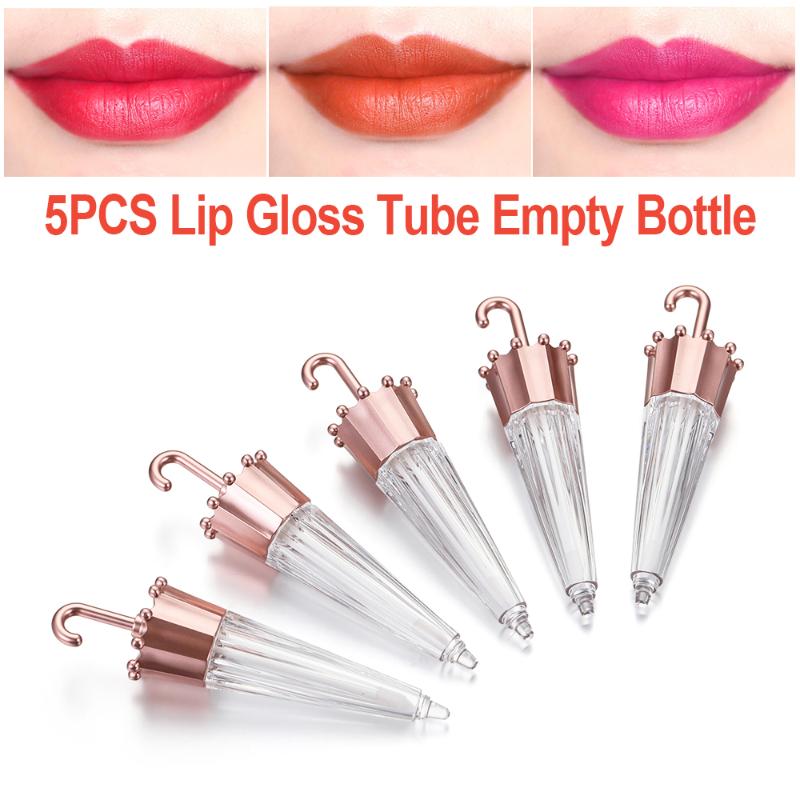 

5Pcs/Set 2 Shapes Plastic Empty Lip Gloss Tube Lip Container Cosmetic Sample Bottle Lipstick Refillable Bottles