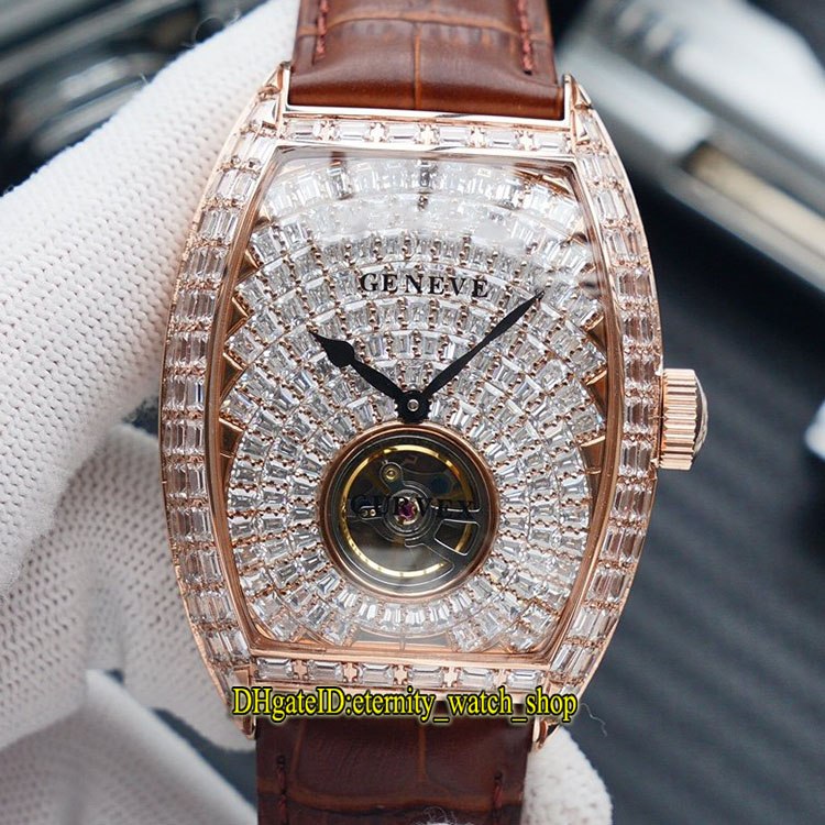 

TWF V2 version MEN'S COLLECTION V 45 T D Automatic Mechanical Gypsophila Diamond Dial Mens Watch Rose Gold T-diamonds Case Iced Out Watches, Box 2