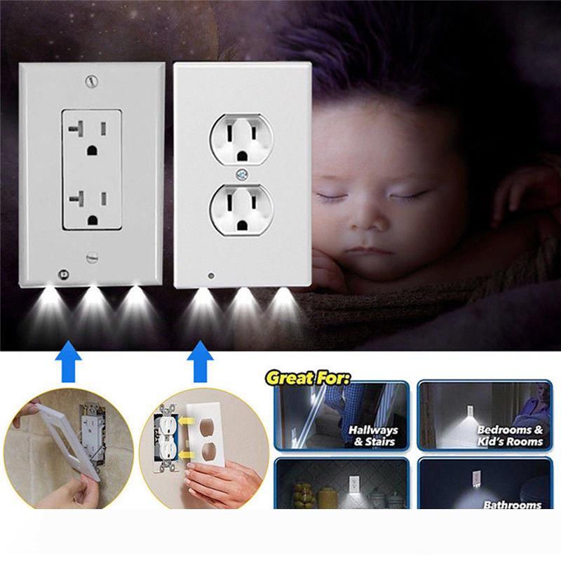 

Plug Cover LED Night Light PIR Motion Sensor Safety Light Angel Wall Outlet Hallway Bedroom Bathroom Night Lamp