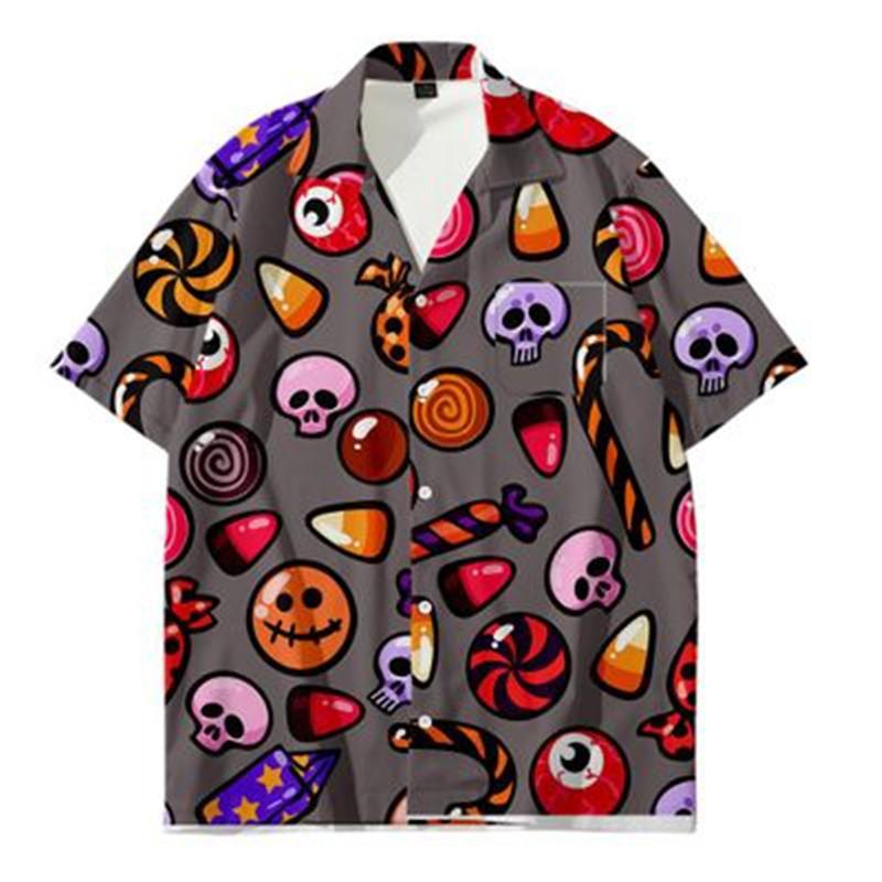 

Man Sweets Shirt Fashion Trend 3D Digital Candy Printing Short Sleeve Clothing Hot Designer Male New Cardigan Thin Loose Casual Top Shirts