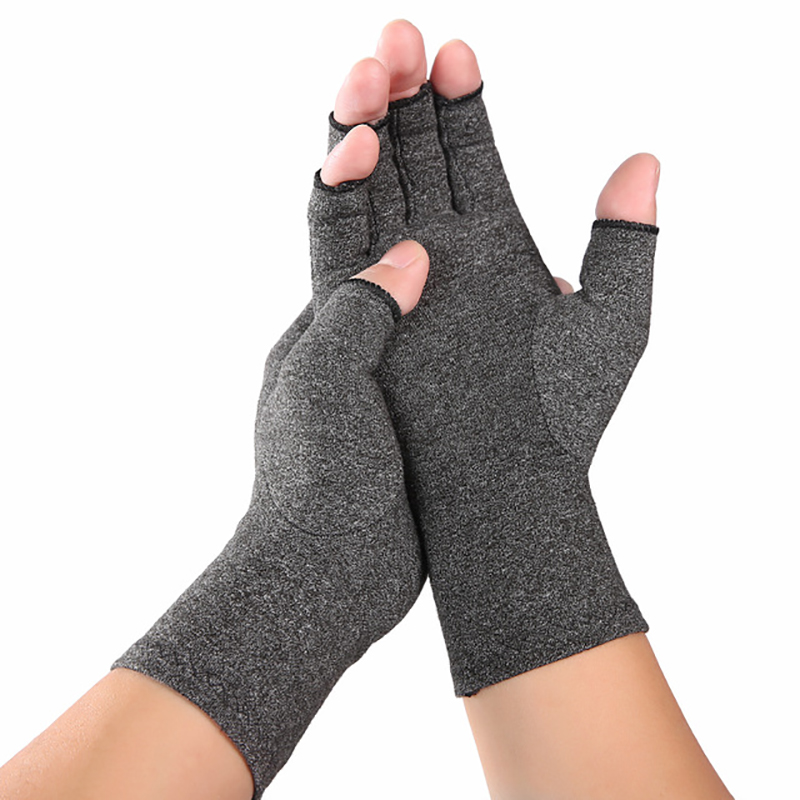 

1 Pair Men Cotton Elastic Compression Gloves Wrist Support Therapy Open Fingers Health Care Arthritis Gloves Joint Pain Wristban, As pic