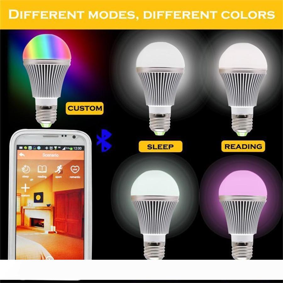 

High Bright RGB Wireless Bluetooth Smart LED Light Bulb E27 5W RGBW Bulb for Android and for iOS AC85-265V
