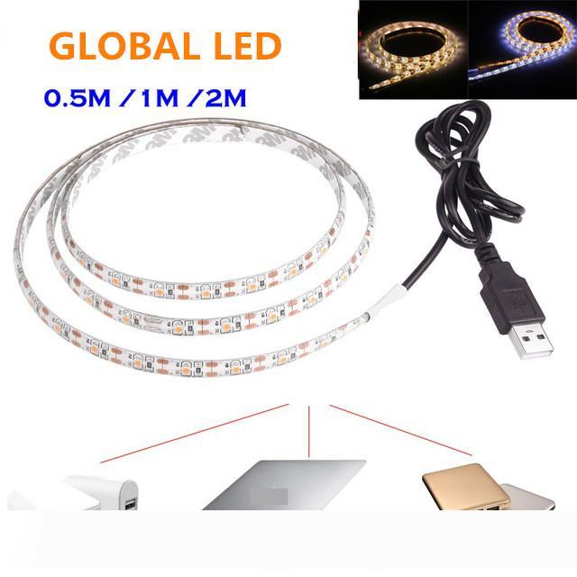 

Flexible 5V USB Cable LED strip light lamp SMD3528 50cm 1m 2m Christmas Flexible led Strip Lights TV Background Lighting Free shipping
