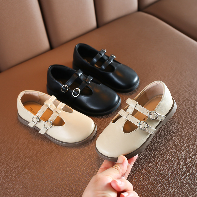 

Autumn Girls Casual Leather Shoes Princess Leather Shoes Student Children Big Girl, Black
