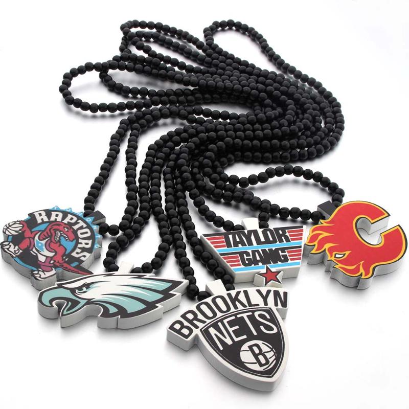 

Team Necklace Pendant Good Wood Hip-Hop Wooden Fashion Dancer Necklace 5 different styles