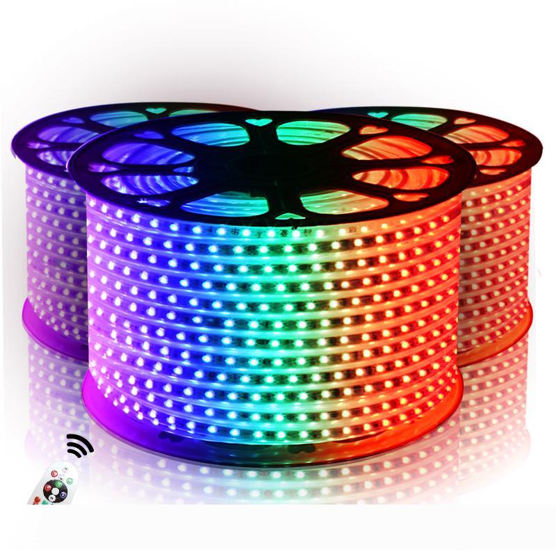 

Led Strips 10M 50M 110V 220V High Voltage SMD 5050 RGB Led Strips Lights Waterproof+IR Remote Control + Power Supply