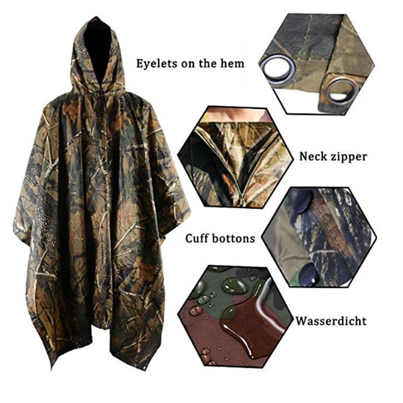 

Outdoor Raincoat Multifunctional Waterproof Rain Coat Camping Shade Tent Picnic Mat