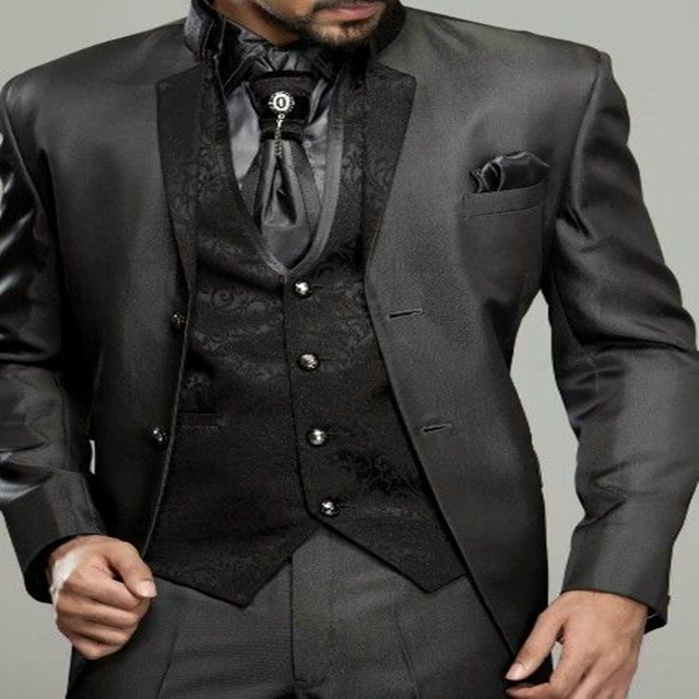 

2020 Black Mens Wedding Suits Custom Made Prom Party Groom Tuxedos 3 Piece Set Slim Fit Business Male Suit (Blazer+Vest+Pants, Same as image