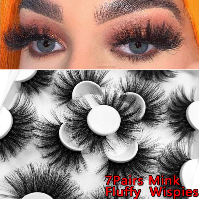 

Hot Sale 7pairs Faux 3D Mink Hair False Lashes Natural Long Wispies Soft Fluffy Volume Fake Lashes Extension Eye Makeup Tools