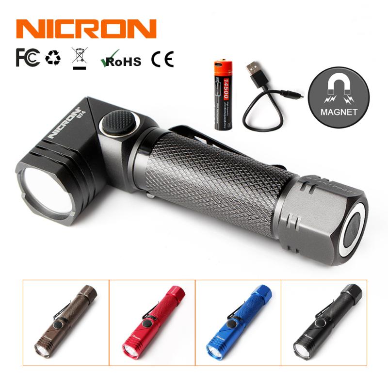 

NICRON Rechargeable Twist 4 Colors 600 Lumens Waterproof IP65 USB Charging Corner Light Mini Portable LED Torch B74