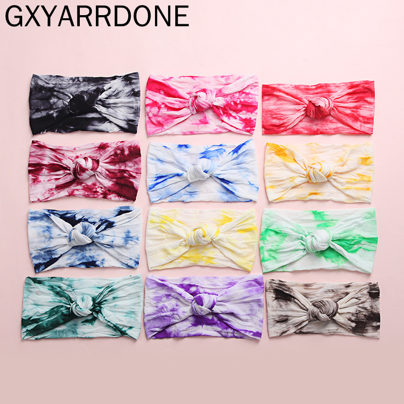 

Baby Girls Korean Rainbow Tie Dye Headbands 2020 New Soft Summer Nylon Stretch Knot Hair Bands Head Wrap For Toddlers Newborn