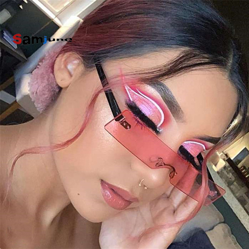 

Samjune One-piece Frame Sunglasses Men Rimless Retro Small Women Classic Square Eyeglasses Retro Eyewear Outdoor Sun Glasses