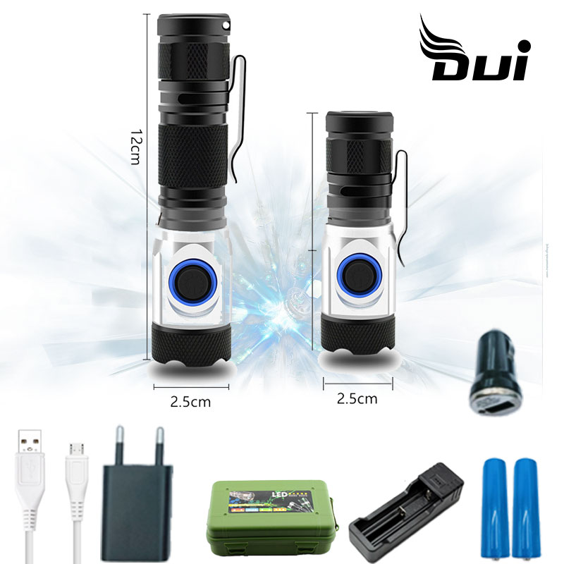 

Flashlights Torches DUI 4*XPG LED Multi-function Tactical USB Powerful Mini Rechargeable