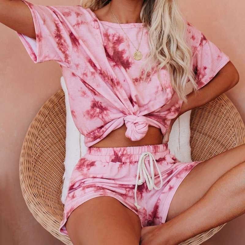 

2 Piece Tie Dye Set Women Lounge Wear Set Tie Dye Tracksuit Casual Loose 2 Piece Outfits For Sport Fitness, Pink