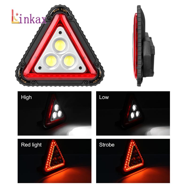

Portable Lanterns Triangle Warning Led Floodlight 4 Modes COB Car Repairing Work Lamp Multi-function Handle Camping Light Searchlight
