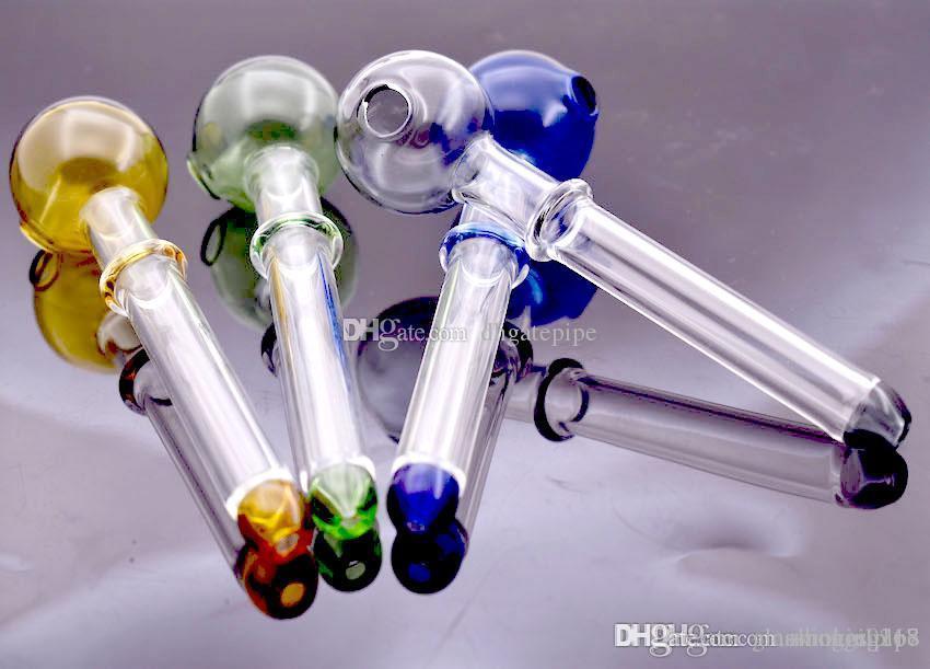 

12cm lenght 30mm ball Glass oil burner pipe Colored Mini Smoking Handle Pipes smoking pipes glass pipe 10pcs drop shipping
