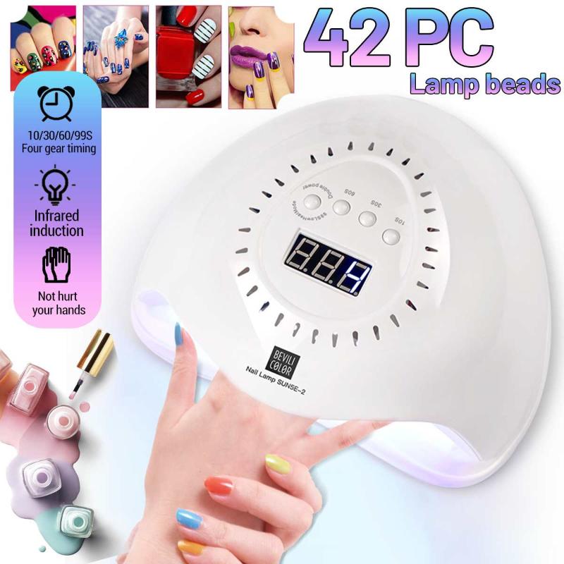 

42LED Nail Dryer UV Led Lamp Sensor Timing LCD Display Ultraviolet Lamp for Manicure Gel Polish Varnish Drying Nail Tools, As pic