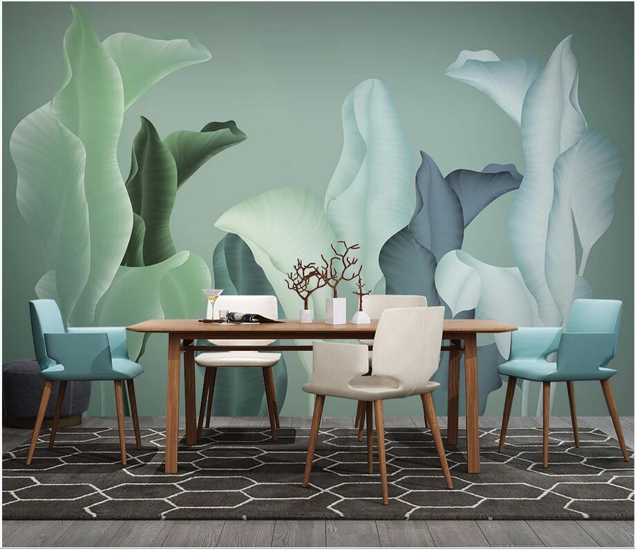 

3d wallpaper custom photo mural Nordic minimalist hand-painted tropical plant leaves background Home interior wallpaper for walls in rolls, Non-woven fabric