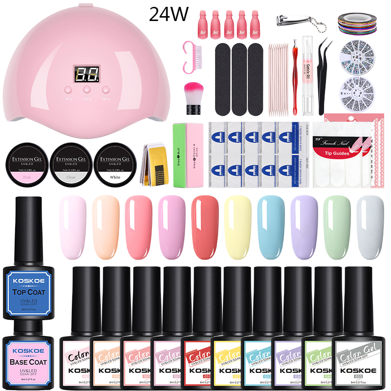 

KOSKOE Nail Set Kits 6/10/12 Colors Nail Gel Polish Set 24/36W Lamp Kit Art Tools Tool Manicuring