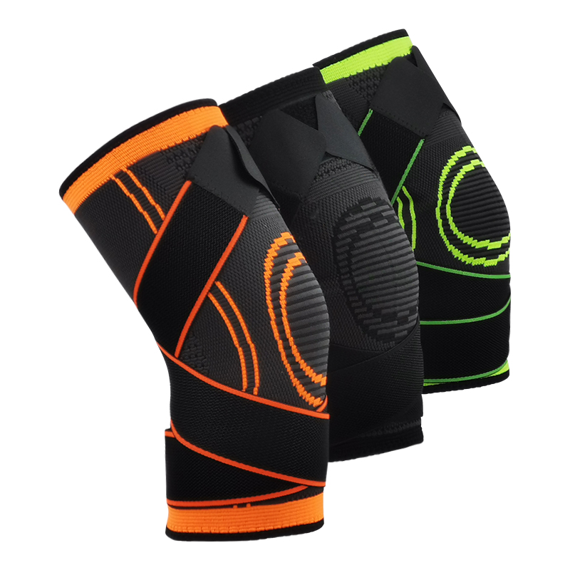 

1pair Sports Kneepad Men Pressurized Elastic Knee Pads Support Fitness Gear Basketball Volleyball Brace Protector, Green