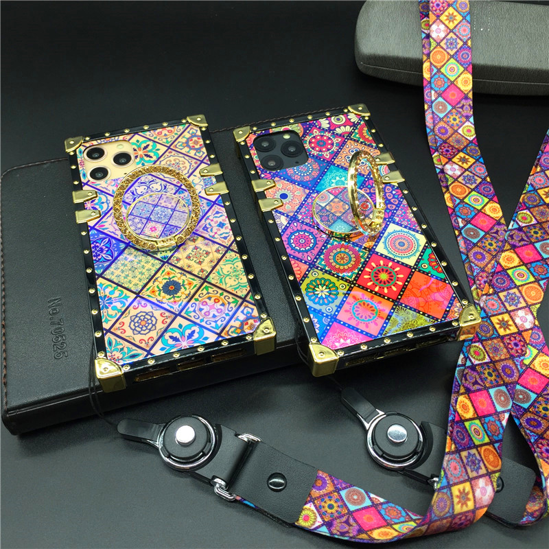 

Luxury Laser Grid Phone Cover Vintage Square Case for Samsung Galaxy S21 S20 Note20 Ultra S10 Plus iphone 12 11 pro max x xr xs se2