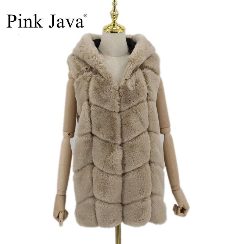

PINK JAVA QC20046 new arrival women winter coat faux fur jacket hood gilet fake rabbite fur coat, Lavender