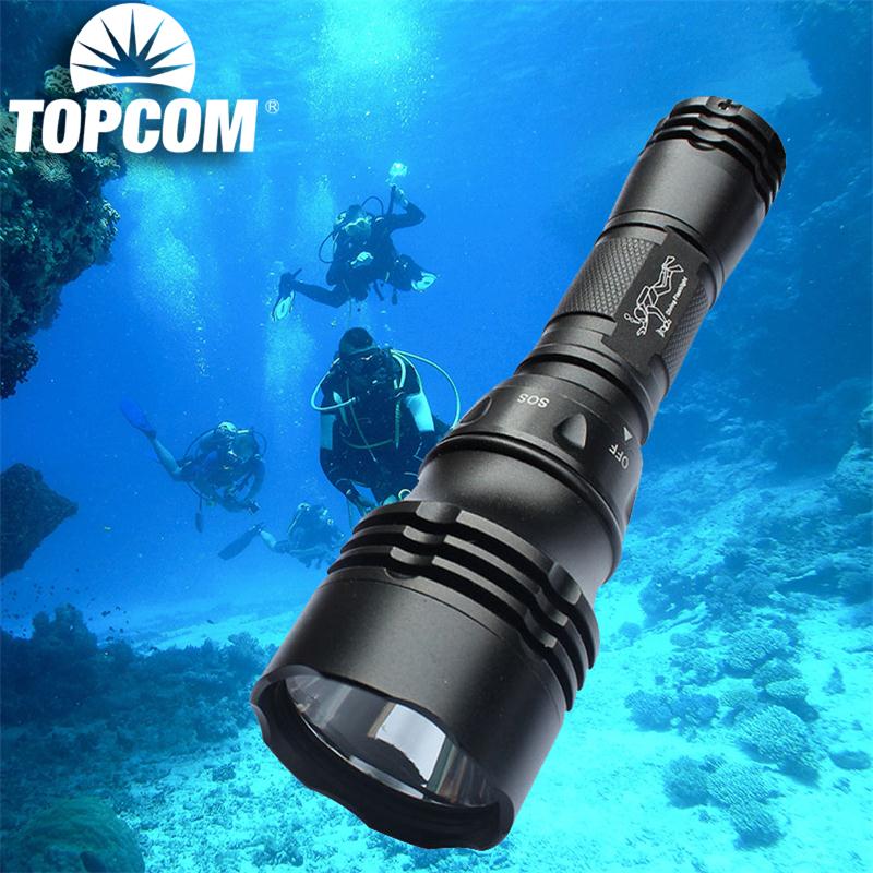 

TopCom XML-T6 L2 LED Diving Powerful 10W 5-Mode LED Diving Light IP68 Waterproof Underwater Torch Use 18650
