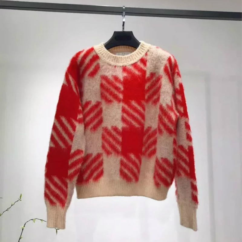 

Mohair cardigan sweater striped color 2020 casual loose mohair cardigan long sleeve jumper french, Sw19748