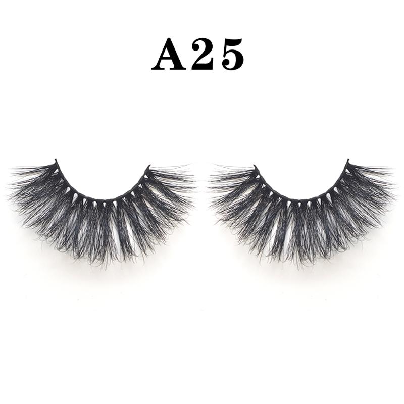 

1 Pair 25MM Lashes Dramtic 6D 100% Mink Hair False Eyelashes Wispies Fluffy Full Strips Eyelashes Long Handmade Eye Extension