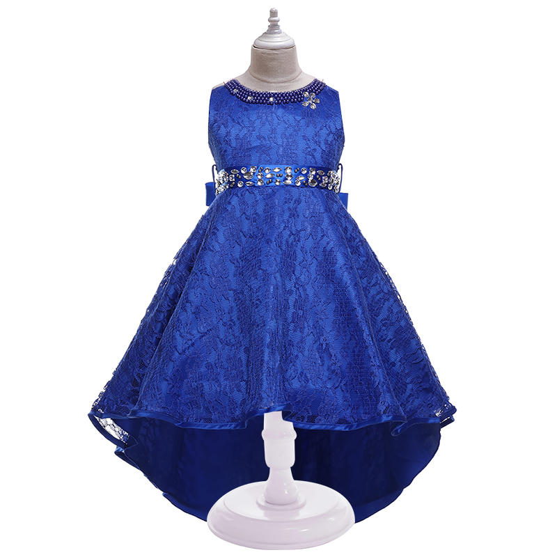 

Girl Christmas Party Princess Dress Kids Wedding Birthday Handmade Beading Dresses For 5-10 Teen Girl Children Customes Clothing, Blue2