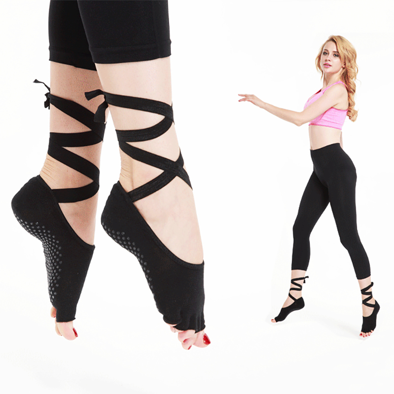 

Women yoga non-slip socks five-finger silicone socks non-slip bandage Open-Toe yoga women cotton, Red