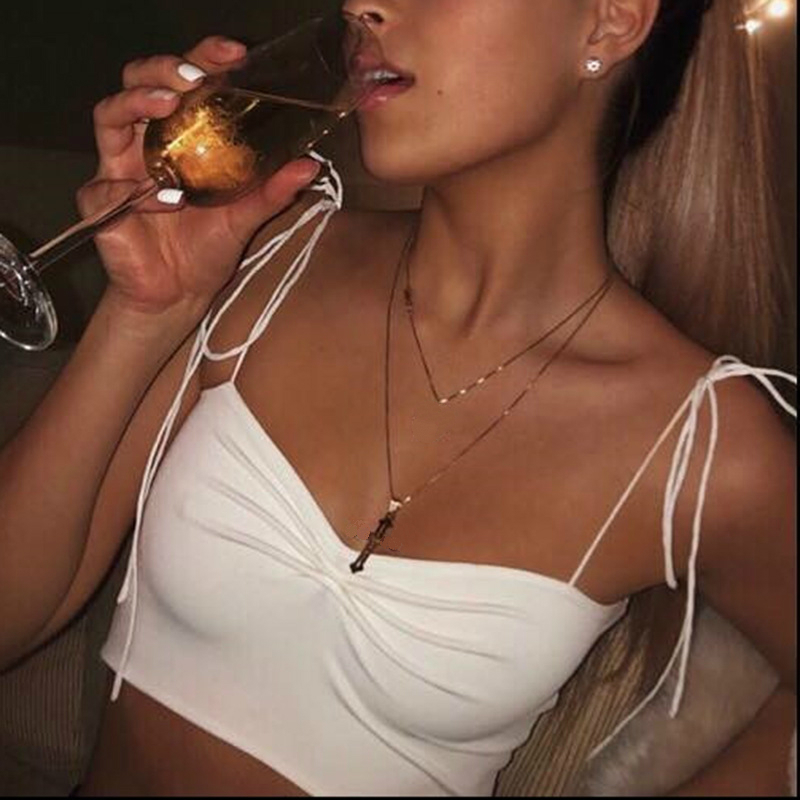 

Summer Beach Party Sleeveless Slash Neck Tanks Woman Girls Bralette Tank Top Sexy Women Solid Strappy Tank 2020 Vest Crop Top, Black