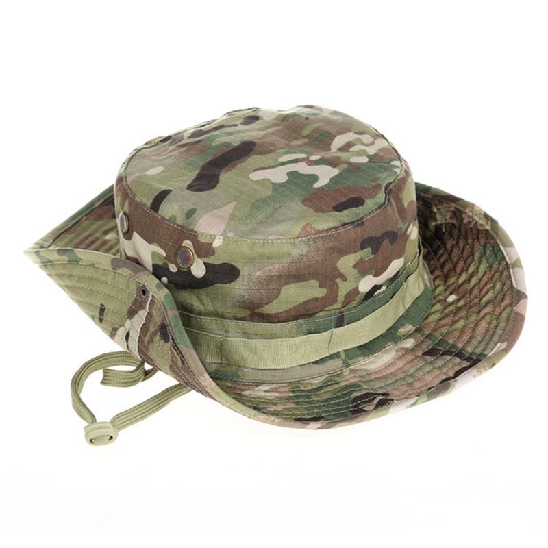 

Army Cap Tactical Boonie Hat Round Bucket Hat Kryptek Camouflage Hunting Camo Cap for Men Hunting Accessories, Black
