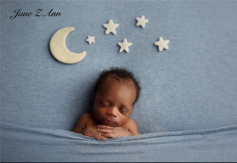 

Jane Z Ann Wool Felt Moon Stars Newborn Photography Prop infant Baby Photo studio shooting Ornaments, Blue star moon
