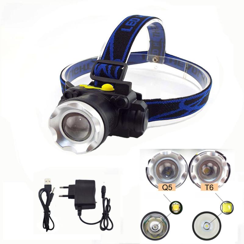 

Powerful XPE Q5 T6 LED Headlight Headlamp Rechargeable Frontal Head High Torch Light Fishing Built-in Battery 2 Mode