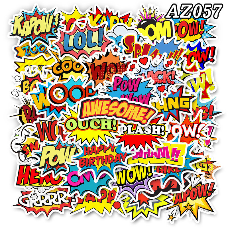 

50pcs/Lot Wholesale Funny Slogan Print Stickers Waterproof No-duplicate Sticker For Laptop Luggage Notebook Car Decals, Multi-color